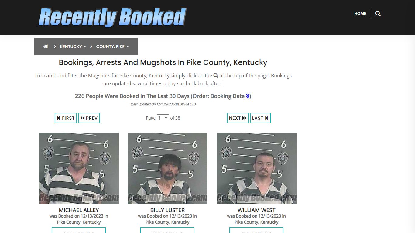 Recent bookings, Arrests, Mugshots in Pike County, Kentucky
